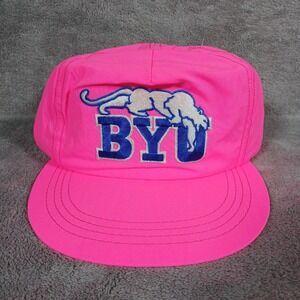 University Square BYU Cougars Hat Vintage Mens OSFA Pink Snapback USA Made Cap